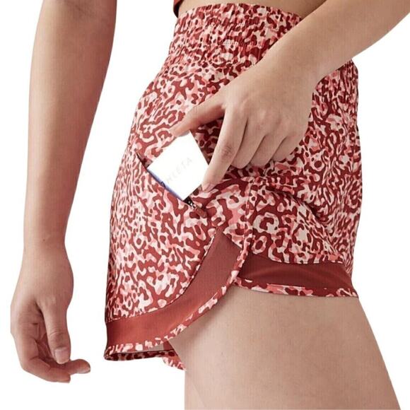 Athleta Pants - Athleta NWOT Mesh Racer Run High Rise 3" Short Red Pink S Runner Athletic Animal